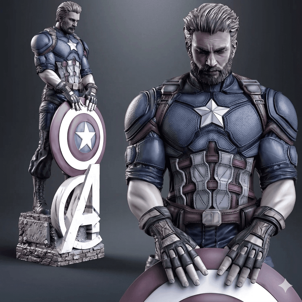 Capitão America - Legends - 25 cm com a base Pitura acrilica.
